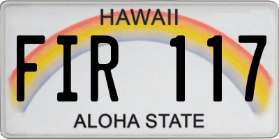 HI license plate FIR117