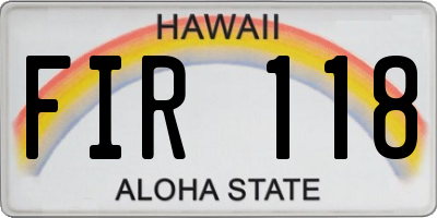 HI license plate FIR118