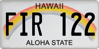 HI license plate FIR122