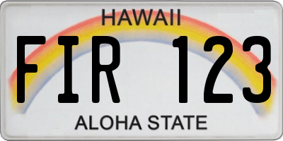HI license plate FIR123
