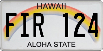 HI license plate FIR124