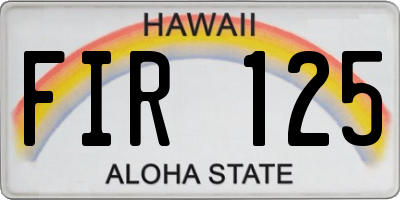 HI license plate FIR125