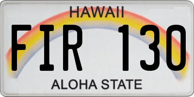 HI license plate FIR130
