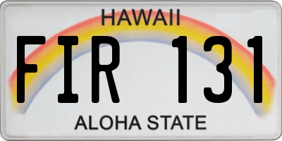HI license plate FIR131