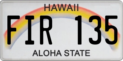 HI license plate FIR135