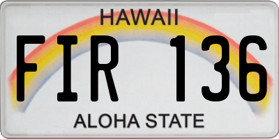 HI license plate FIR136