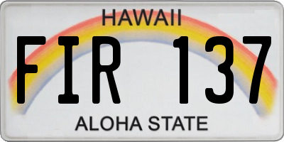 HI license plate FIR137
