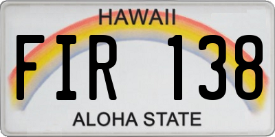 HI license plate FIR138