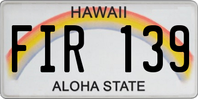 HI license plate FIR139