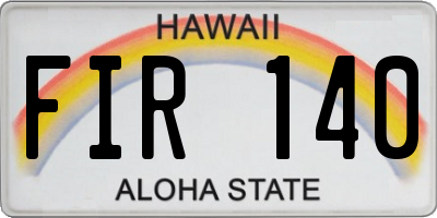 HI license plate FIR140