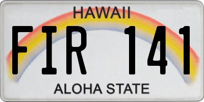 HI license plate FIR141
