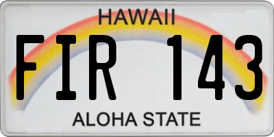 HI license plate FIR143