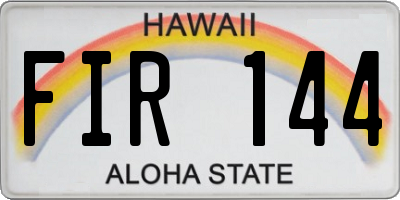 HI license plate FIR144
