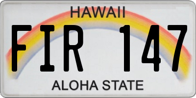 HI license plate FIR147