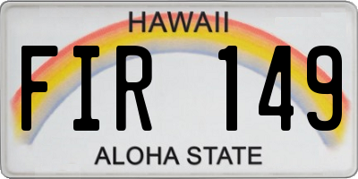 HI license plate FIR149