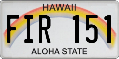 HI license plate FIR151