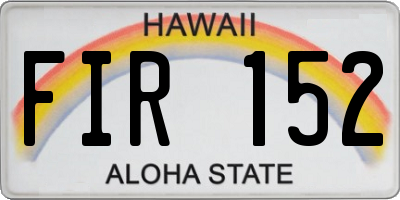HI license plate FIR152