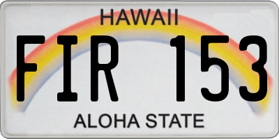 HI license plate FIR153