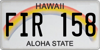HI license plate FIR158