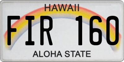 HI license plate FIR160