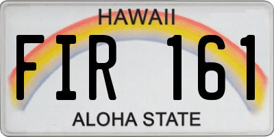 HI license plate FIR161