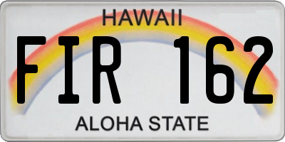 HI license plate FIR162