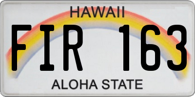 HI license plate FIR163