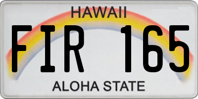 HI license plate FIR165