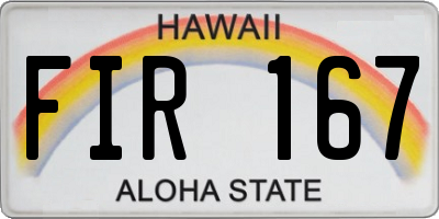 HI license plate FIR167