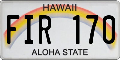 HI license plate FIR170