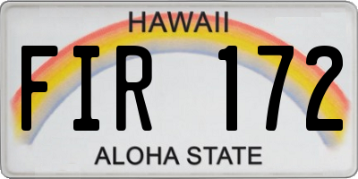 HI license plate FIR172