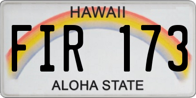 HI license plate FIR173