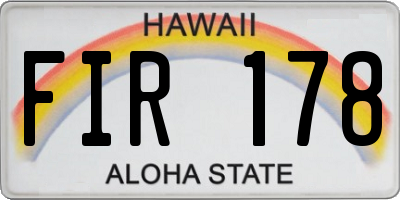 HI license plate FIR178