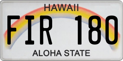 HI license plate FIR180