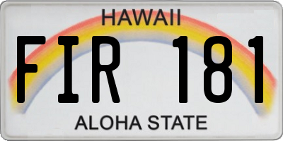 HI license plate FIR181