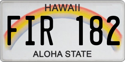 HI license plate FIR182