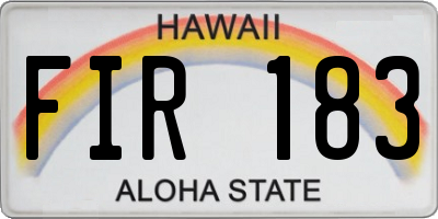 HI license plate FIR183