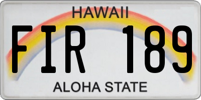 HI license plate FIR189