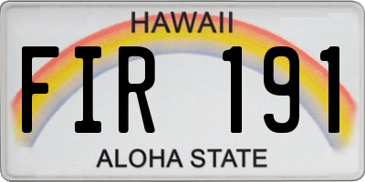 HI license plate FIR191