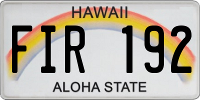 HI license plate FIR192