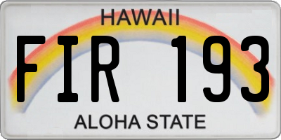 HI license plate FIR193