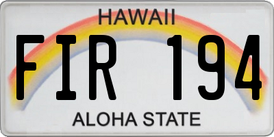 HI license plate FIR194