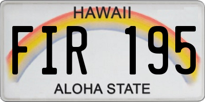 HI license plate FIR195
