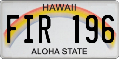 HI license plate FIR196