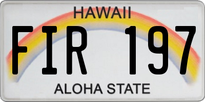 HI license plate FIR197