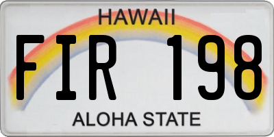 HI license plate FIR198