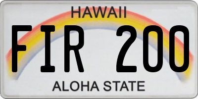 HI license plate FIR200