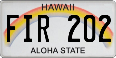 HI license plate FIR202