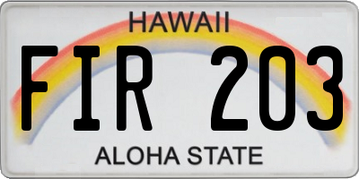 HI license plate FIR203