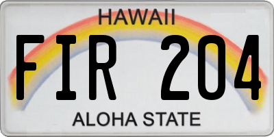 HI license plate FIR204